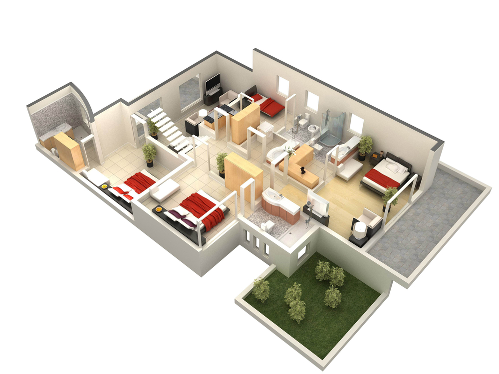 3D Color Floor Plans
